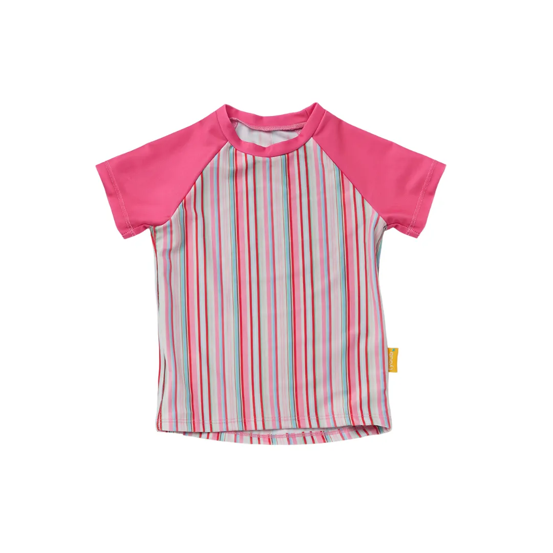 Tyoub Kids Short Sleeve Rash Guard Gelato Stripe | Pink