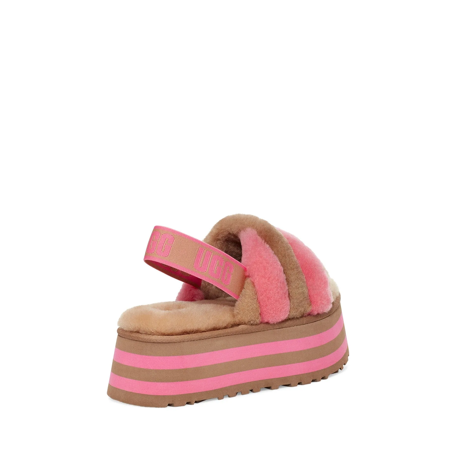 UGG® Disco Stripe Slide Chestnut / Pink Rose Combo