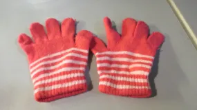 Used Toddler Pink/White Knit Gloves