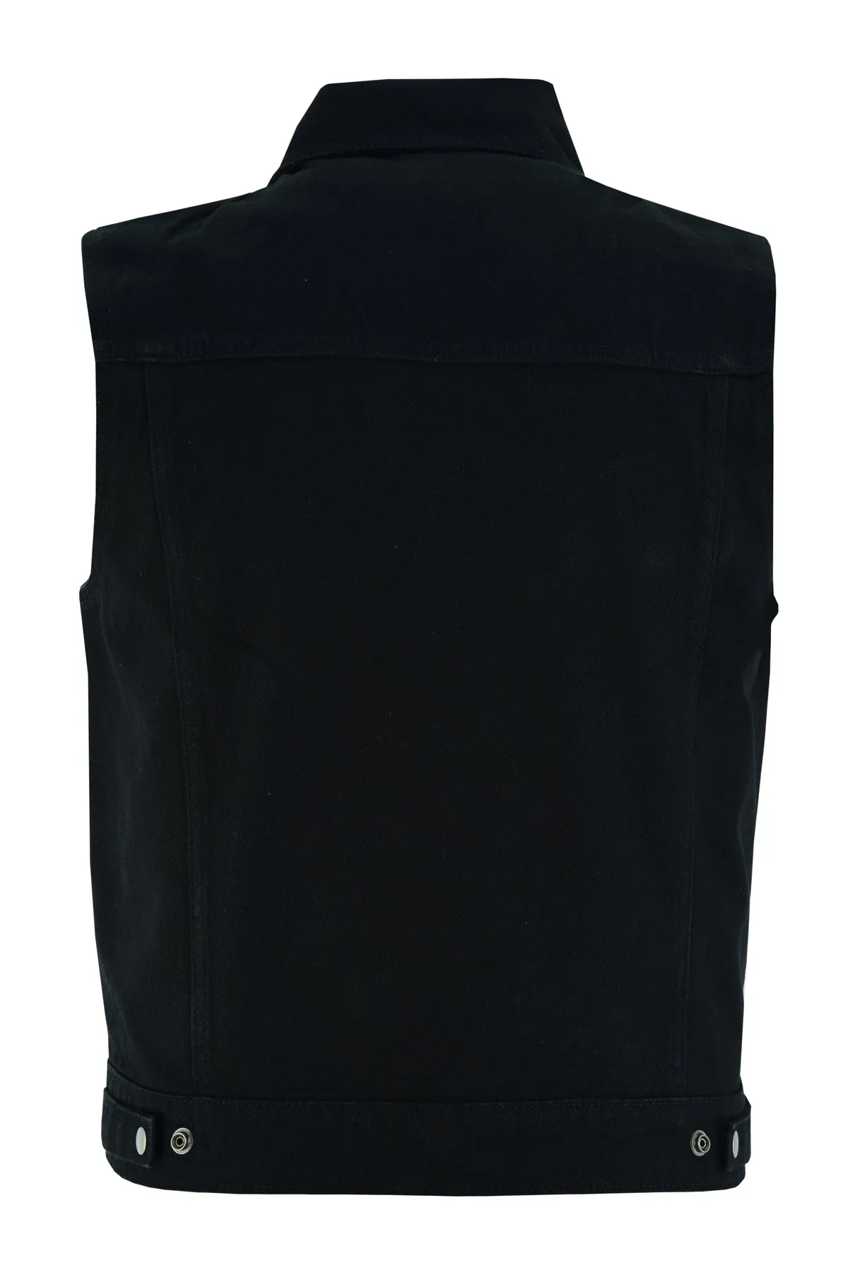 VB917BK Men's Black Denim Vest with Collar