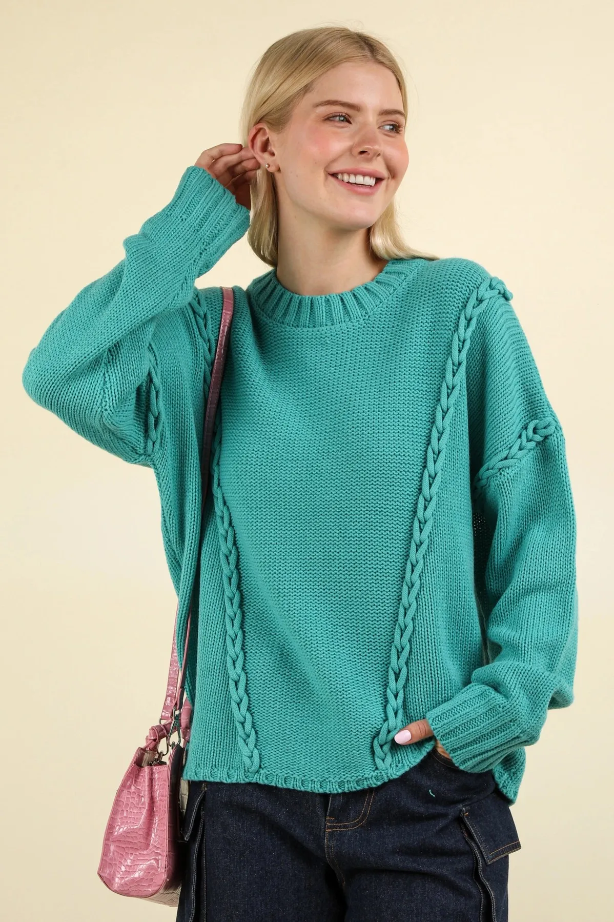 Very J Plus Chunky Braided Sweater