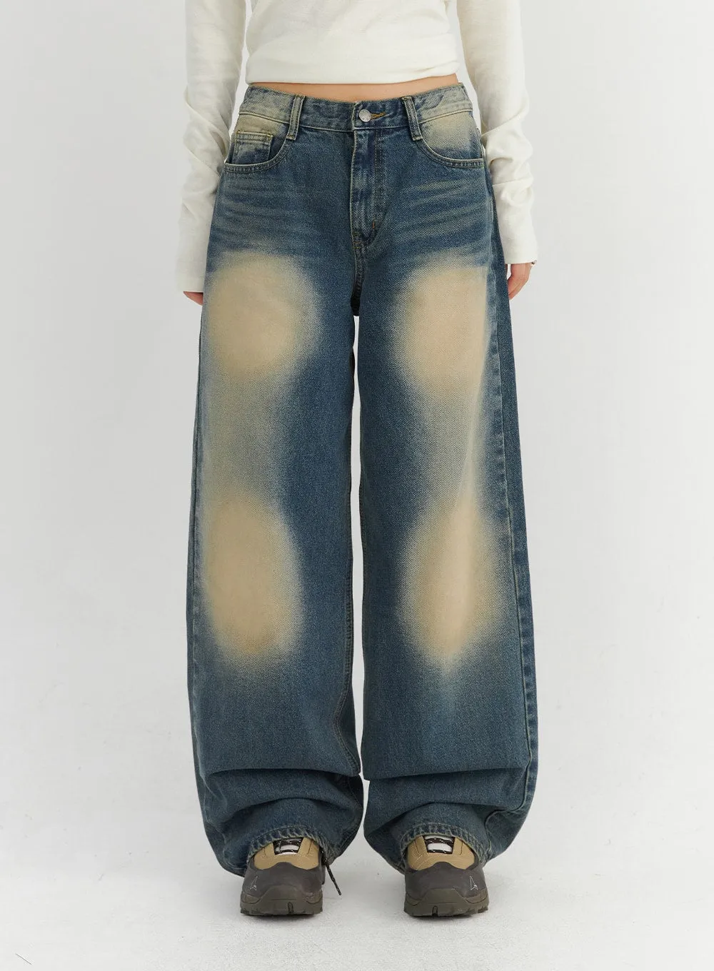 Vintage Washed Wide Leg Jeans CO323