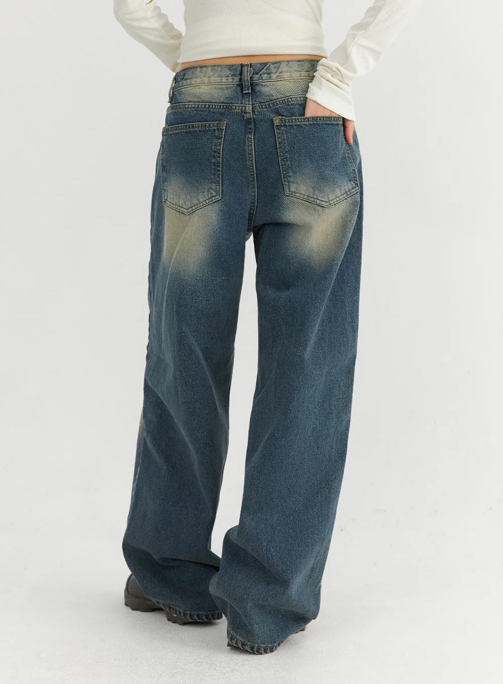 Vintage Washed Wide Leg Jeans CO323