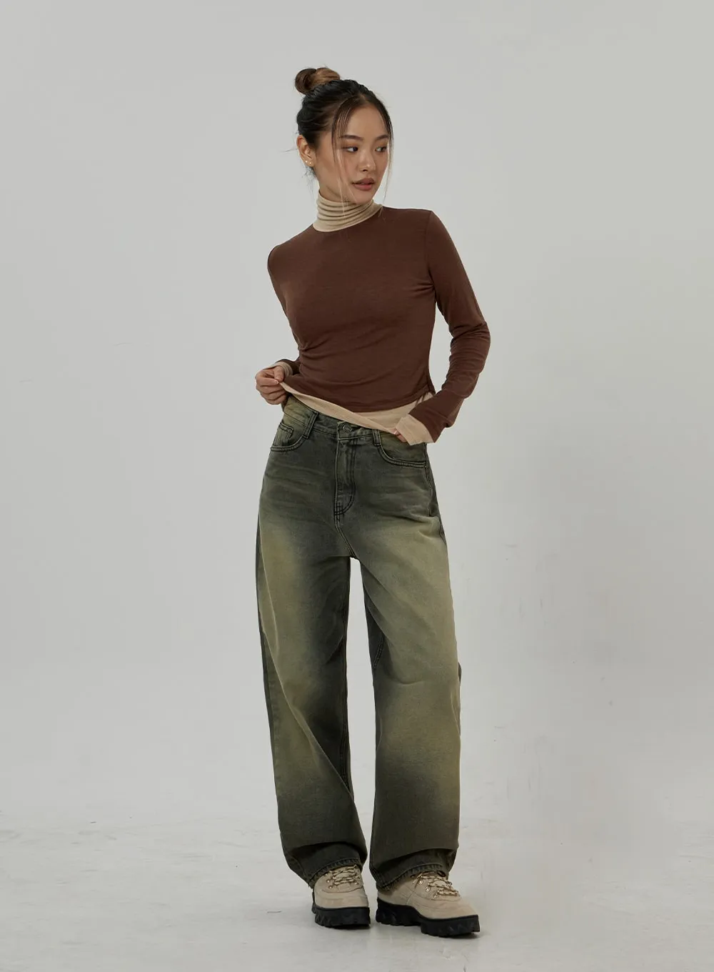 Vintage Washing Wide Leg Jeans CD26