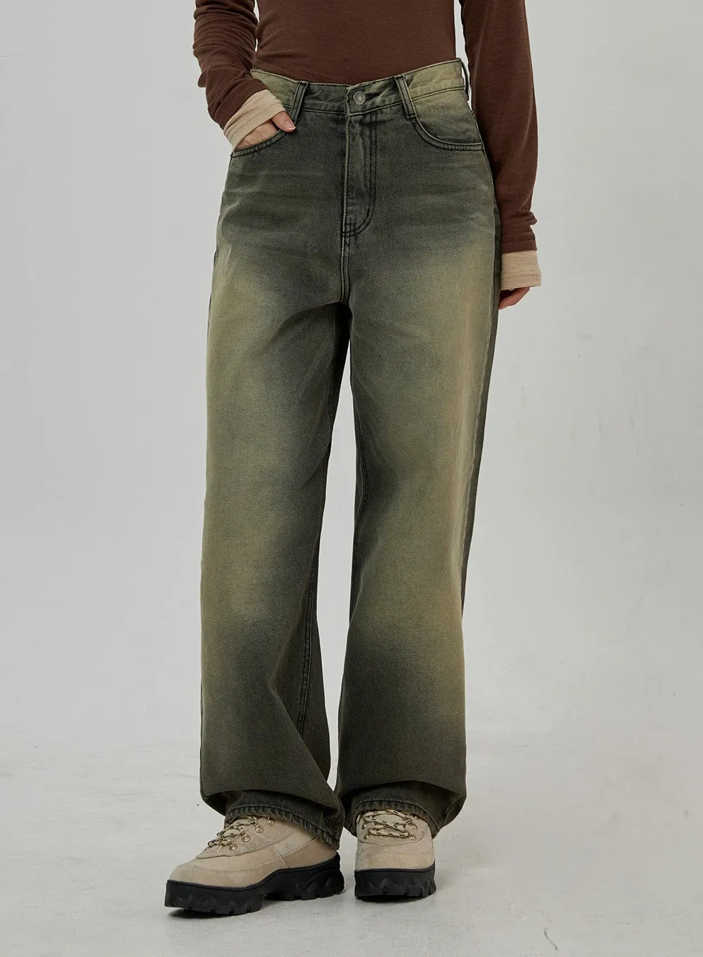 Vintage Washing Wide Leg Jeans CD26