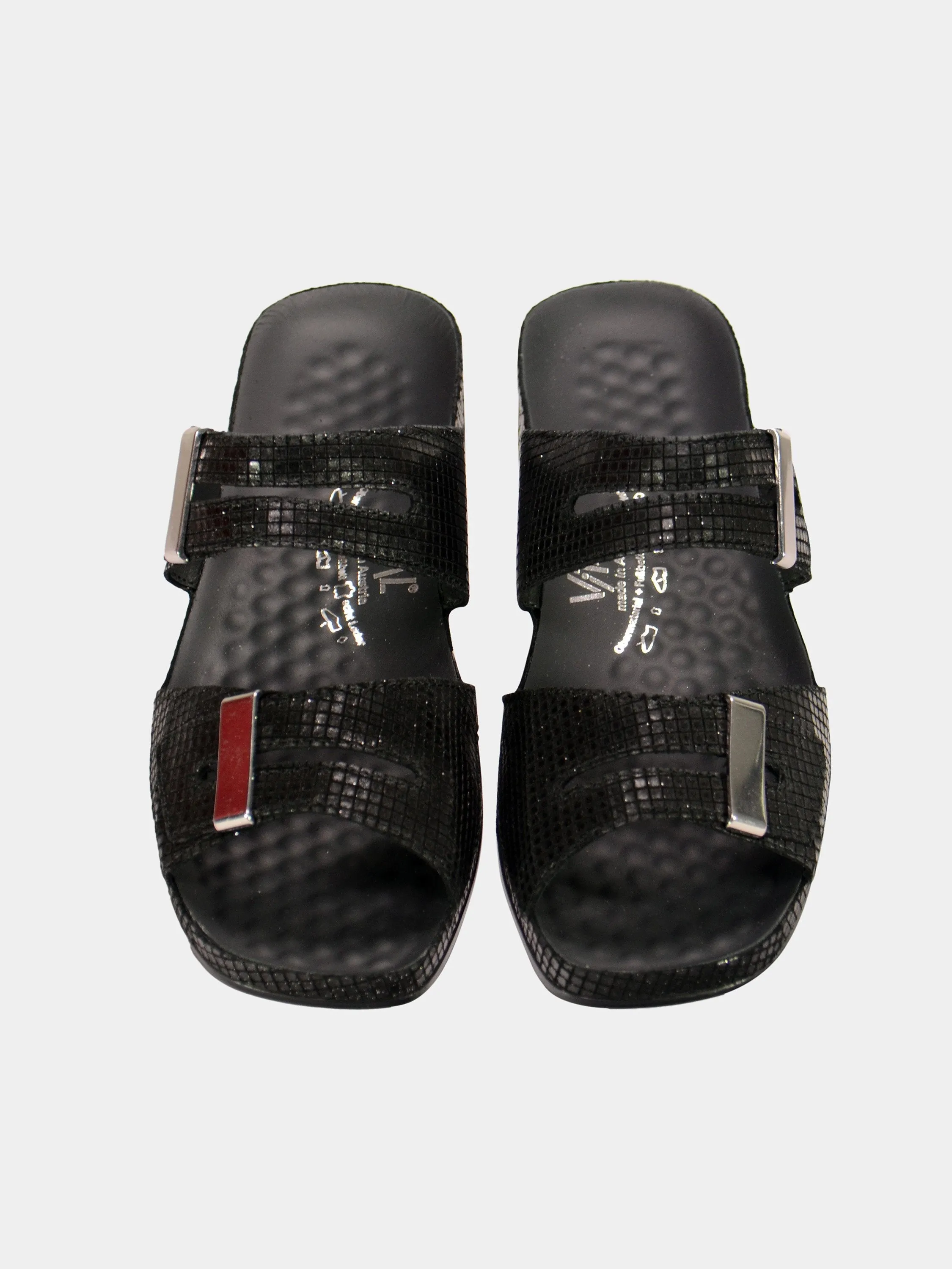 Vital Women's Grid Detailed Slider Leather Sandals