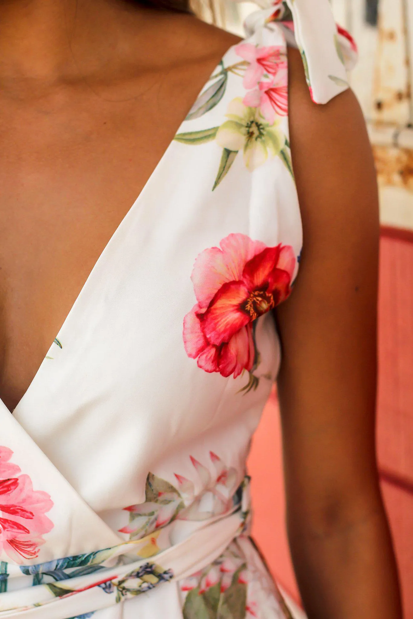 White Floral Flare Short Dress