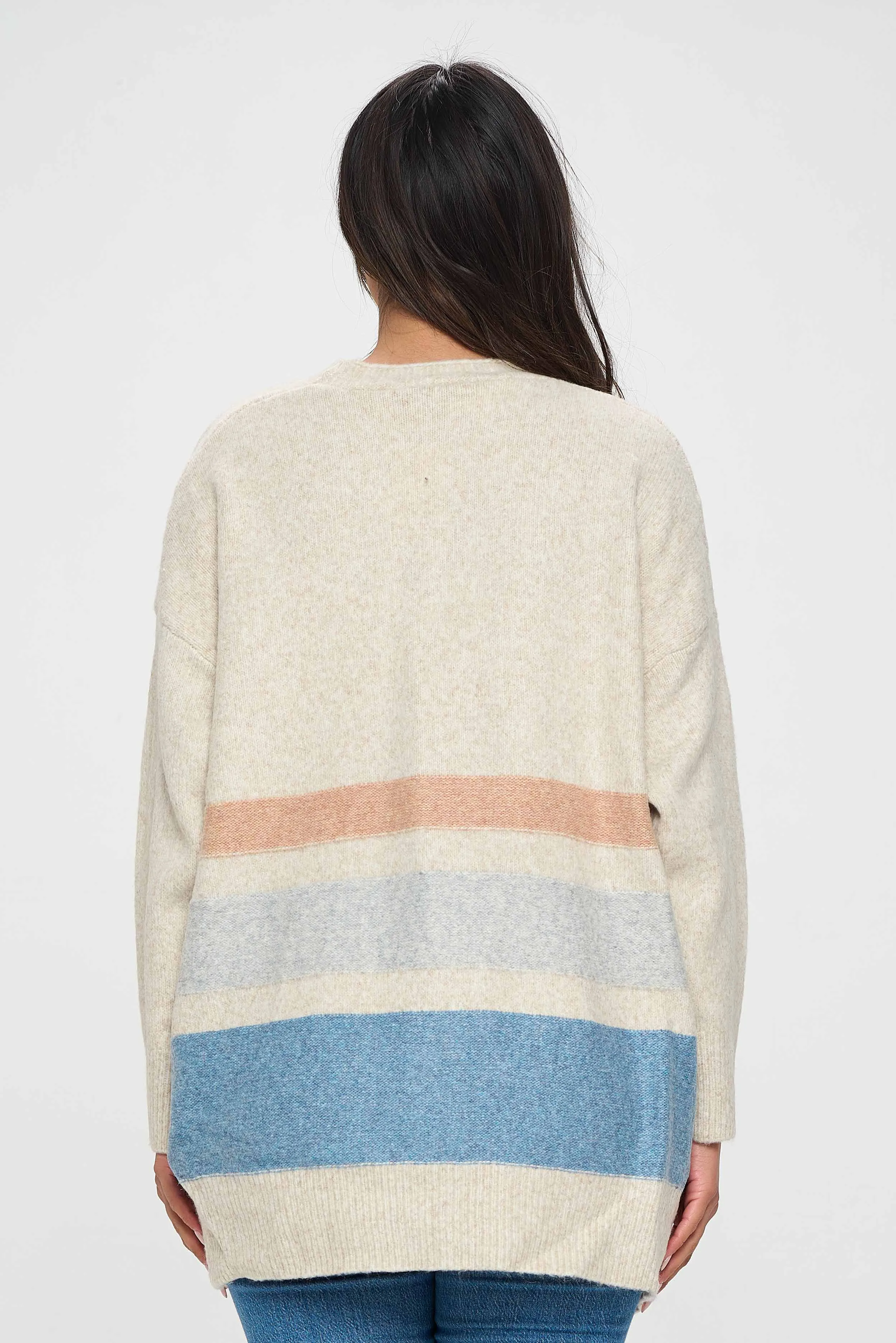 White Stylish Pullover with Subtle Stripes