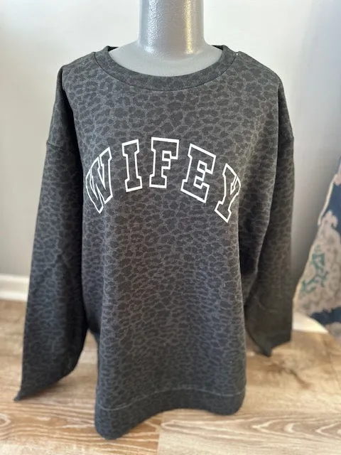 Wifey Leopard Crewneck