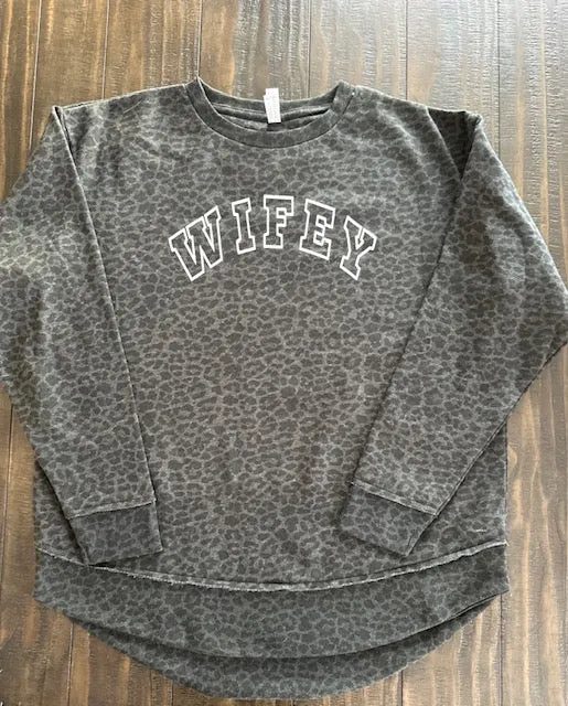 Wifey Leopard Crewneck