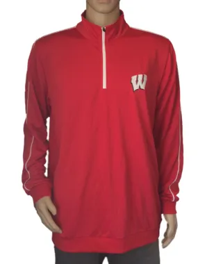 Wisconsin Badgers Colosseum Red 1/4 Zip Up Pullover LS Performance T-Shirt (L)