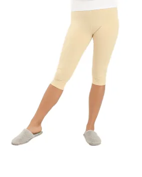 Women's Capri Leggings For Comfort And Style - Beige