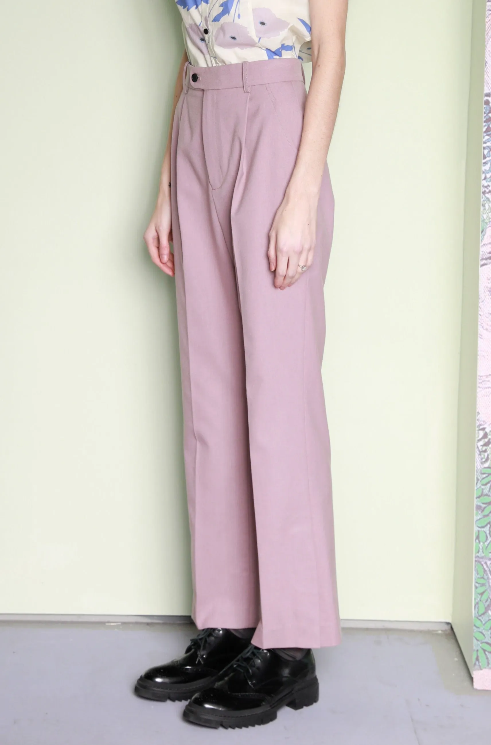 Wool Pink Tailored Pants