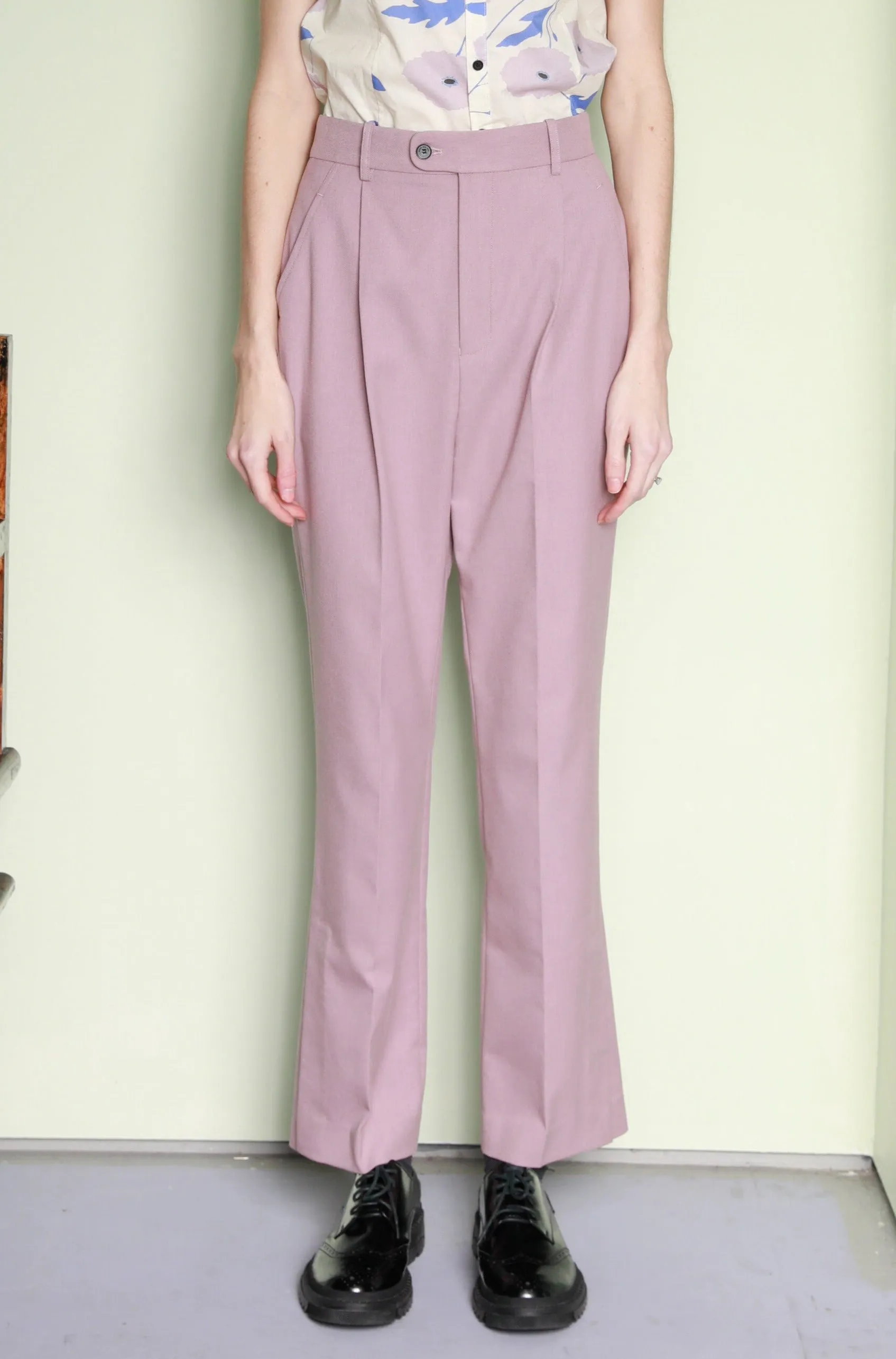 Wool Pink Tailored Pants