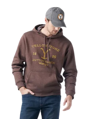 Wrangler Men's Yellowstone Dutton Ranch 1886 In Brown Heather Hoodie