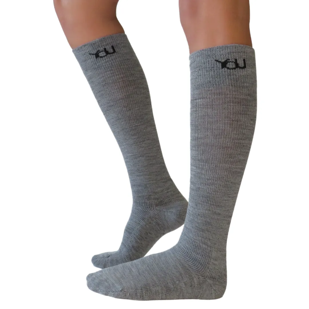 YoU Compression® Dark Grey Merino Wool CUSHION Knee High 30-40 mmHg